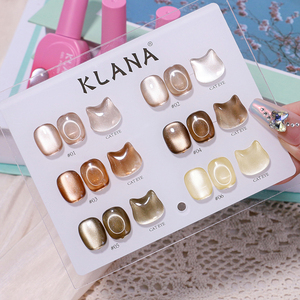 KLANA Nude Brown Crystal Cat Eye Gel <b>Nail</b> Polish Kit Strong Magnet Streak Free Uv Gel for High Shine Magnetic Cat Eye Gel - Product Image 3