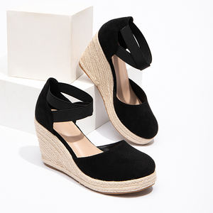 Nouvelle Mode Femmes <span class=keywords><strong>Espadrilles</strong></span> Sandales Compensées Bout Fermé à Brides Arrière Plateforme Talons - Product Image 4