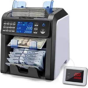 2 Pocket Bank Grade Mixed Money Counter Maschine mit eingebautem Drucker, gefälschte Währungs erkennung UV/MG