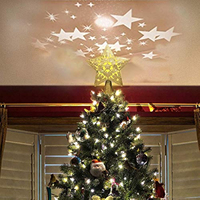 Décoration de sapin de Noël avec projecteur 3D, étoile dorée LED rotative, lampe lumineuse en forme d'étoile, ornement de Noël décoratif d'intérieur
