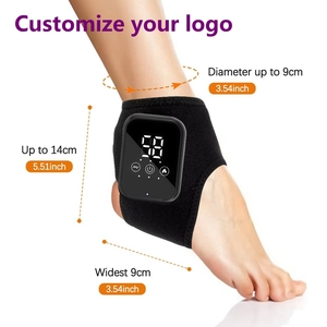 <b>Wireless</b> <b>Heated</b> Ankle Brace Electric Vibration Massager Digital Display Touch <b>Control</b> Velcro Strap Black Gray Dual Color - Product Image 1