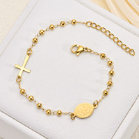 Bracelet chapelet en acier inoxydable style européen-américain, tendance, rétro, accessoires de mode décontractés pour femmes