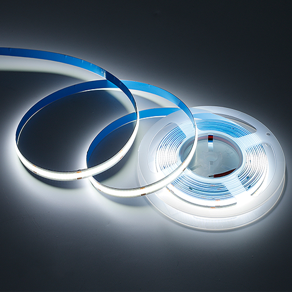 528 LEDs/m Single White COB LED Strip Light 12V 24V Flexible Dotless Linear Tape for Cabinet Stair Architectural Illumination