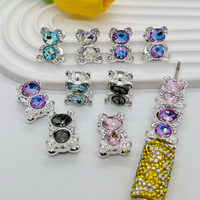 Perles en alliage électroplaqué en forme d'ours, à trou droit double face, pour la fabrication de bijoux, de sangles de téléphone DIY, de porte-clés et de stylos perlés
