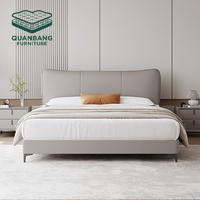 Lits en cuir italiens modernes de luxe, cadre en bois massif de haute qualité, lit simple ou double, taille personnalisable