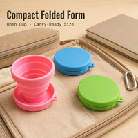 Gobelet pliable en silicone 200 ml avec couvercle, tasse à eau pliable