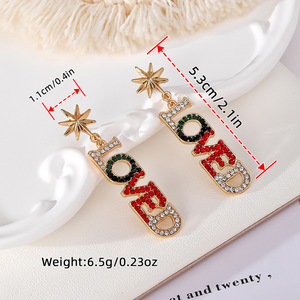 Love Letter <b>Stud</b> <b>Earrings</b> Rose Gold Zinc Alloy Micro Insert Party Fashion Jewelry - Product Image 4