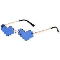 Lunettes à monture métallique de protection UV Lunettes de plage de couleur bonbon pour fête Lunettes de soleil irrégulières sans monture avec cœur