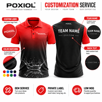 Polo de golf personnalisé dégradé rouge-noir à manches courtes, haut d'équipe avec logo personnalisé, uniforme pour clubs et événements, fourniture OEM, faible MOQ