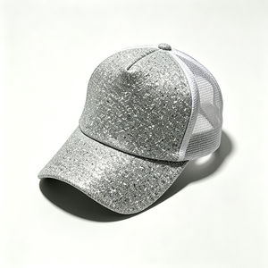 Wholesale Unisex Glitter Trucker <b>Hat</b> Sparkly Silver Mesh Back Adjustable Bling Sequined Sports <b>Cap</b> Outdoor Casual Canvas - Product Image 4