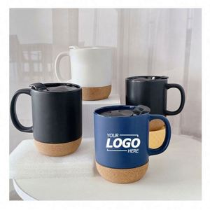 Taza de Cerámica Ecológica Grande de 15 oz con Base de Corcho de Aluminio y Tapa, Impresión por Transferencia Térmica, Regalo Personalizado para Mamá y Papá, para Café Latte - Product Image 1