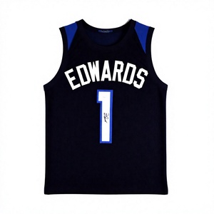 Jersey Auténtico de Anthony Edwards, Estilo Profesional, Color Azul Marino, con Marco, JSA - Product Image 1