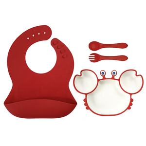 Juego de alimentación de silicona para niños sin BPA, productos para bebés recién nacidos, vajilla de cena segura no tóxica para niños pequeños - Product Image 1