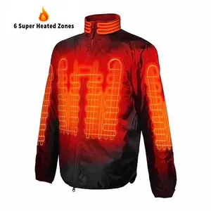 Jaket pemanas listrik pria dan wanita, pakaian luar musim dingin dengan Logo kustom