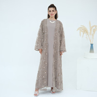Cardigan élégant grande taille avec perles florales 3D, col en V, broderie en maille respirante de haute qualité pour robe de soirée ou de bureau pour femme