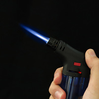 Briquet torche au butane en gros, pas cher, pour barbecue et cuisine, grande flamme colorée, torche à jet de butane, briquet à gaz coupe-vent rechargeable