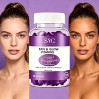 Gummies bronzantes OEM Tan Glow, effet longue durée, éclaircissement de la peau, produits de beauté avec vitamine D et lutéine, marque privée