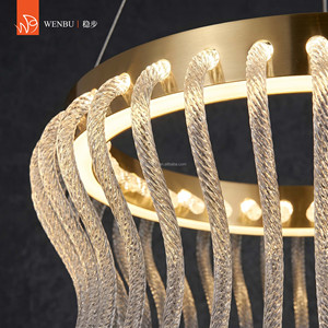 Lustre moderne rond en verre plombé fait main, en cristal, de luxe, pour salle à manger de villa - Product Image 3