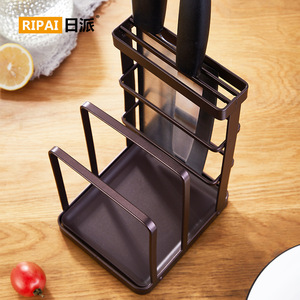 ชั้นวางมีดริปายพร้อมถาดเก็บของอเนกประสงค์สำหรับมีด แผ่นรองตัด ฝาหม้อ อุปกรณ์จัดระเบียบในครัว ดีไซน์ทรงสี่เหลี่ยม - Product Image 1