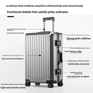 Nouvelle valise en alliage d'aluminium et de magnésium, serrure à code TSA, roues pivotantes, doublure en polyester, valises antibactériennes - Product Image 2