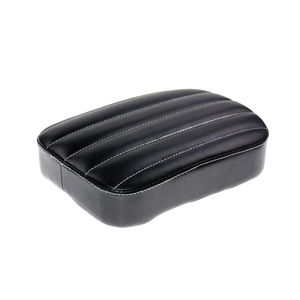 Asiento trasero universal de cuero para pasajero de motocicleta con 8 ventosas para Harley, cojín trasero con diseño de diamantes y rayas verticales en negro y marrón. - Product Image 5