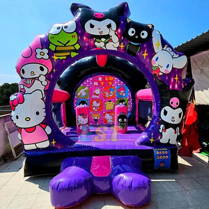 Bên Cho Thuê Kitty <span class=keywords><strong>Inflatable</strong></span> Bouncer Anime Hình Nhà Bị Trả Lại Với Slide Cho Cô Gái Phim Hoạt Hình Lâu Đài Bouncy Cho Trẻ Em Ngoài Trời - Product Image 3
