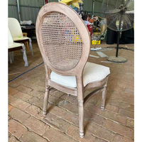 Chaise de salle à manger en bois massif de style français, dossier ovale en rotin antique, siège rembourré, mobilier traditionnel pour la maison et l'hôtel