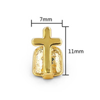 G-025-cross européen et américain nouvelle croix unique plaqué or dents grilles rappeur hip-hop bijoux grilles pour anniversaire