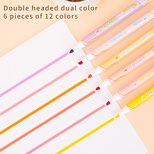 Marcadores de Doble Punta y Doble Color |   6 piezas/12 colores apilables <span class=keywords><strong>para</strong></span> escribir en diario y tomar notas - Product Image 5