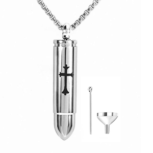 Erkekler kadınlar için Urn kolye-çapraz mermi kolye paslanmaz çelik kremasyon külleri Urn kolye kül için - Product Image 1
