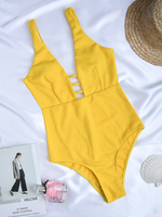 Conjunto de bañadores de una pieza para mujer, traje de baño de 18 piezas, Bikini personalizado para chica joven, ropa de playa, bañador Sexy extremo amarillo para mujer 2022