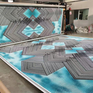 Rollo de alfombra de pasillo de Hotel comercial moderno personalizado, patrón de pila de bucle de corte de estilo clásico, impreso de pared a pared para uso doméstico - Product Image 1