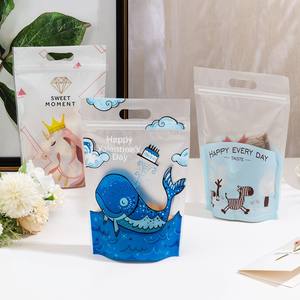 Sachet personnalisable de qualité alimentaire, nouveau, à fermeture éclair auto-scellante, pour biscuits, flocons de neige croustillants, dim sum, nougat et autres snacks, avec motif dessin animé - Product Image 1