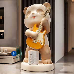 Ours guitariste, grand ornement de bureau |   Haut-parleur intelligent Bluetooth AI |   Peint à la main, Premium, Nouvel An chinois, Graduation - Product Image 5