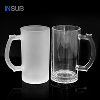 Mug à bière transparent de 16 oz, vierge pour sublimation DIY, en forme de canette de bambou, pré-revêtu en usine, en verre transparent
