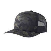 Casquette Trucker Structurée 6 Panneaux en Poly Coton Sergé avec Visière Courbe en Maille Camouflage, Logo Personnalisable, Unisexe