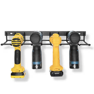 رف منظم أدوات يدوي مثبت على الحائط معدني ، حامل مثقاب 4 فتحات للخدمة الشاقة ، رف تخزين لاسلكي مُجمع بالكامل - Product Image 4