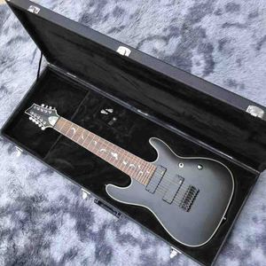 Personnalisé 9 Cordes DP Damien Plat Guitare Électrique en Noir Satin Couleur avec Rectangle Hardcase - Product Image 1