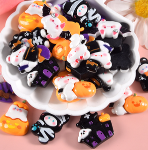Dibujos Animados Halloween Navidad decoración hospital flatback oso resina cabujón Calabaza Esqueleto murciélago casa fantasma sombrero - Product Image 5