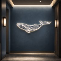 Art mural LED en cristal de baleine bleue lumineuse, panneau panoramique d'animaux marins pour la chambre d'enfant, le salon, l'hôtel, décoration moderne