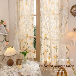Nuove <span class=keywords><strong>tende</strong></span> di <span class=keywords><strong>pizzo</strong></span> floreale <span class=keywords><strong>francese</strong></span> di alta qualità oscuranti la luce pura che bloccano la Privacy nessuna installazione di perforazione necessaria tenda - Product Image 1