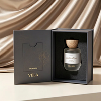 Vente en gros de flacons de parfum en verre mat de luxe, 30 ml, 50 ml, 100 ml, flacon cosmétique vide, bouchon en bois, boîte cadeau personnalisée