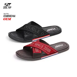 summer branded X straps casual fashion slides slippers woven comfy luxury slippers outdoor beach soft PU style slippers for men