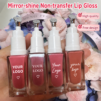 Gloss à lèvres de haute qualité avec logo personnalisé, non collant, brillant, imperméable, hydratant, fini verre, maquillage pour les lèvres, marque privée OEM