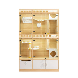 Mèo Nhà Tùy Chỉnh Không Gian Lớn Lồng Cho Cung Điện Gỗ Rắn Pet Cửa Hàng Trong Suốt Triển Lãm Tủ Thông Qua Biệt Thự Mèo - Product Image 1