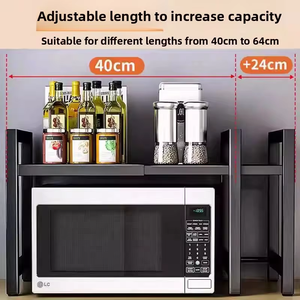 NETEL Scaffale Doppio Regolabile ed Estensibile per Forno a Microonde, Ripiano da Cucina Sopra il Microonde, Scaffale da Forno Nero - Product Image 5