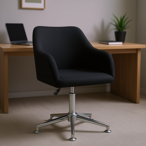 Chaise de bureau en tissu noir, base en acier, pivotante, réglage manuel, design contemporain D0100H79MT2 - Product Image 2