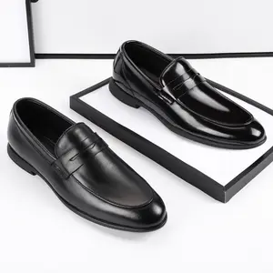 أحذية جلدية سوداء رسمية من الجلد بنعل ناعم للبيع بالجملة أحذية مشي يومية للرجال