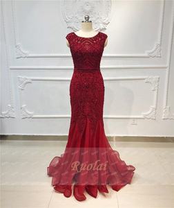 Ruolai OEV-L4279 الفاخرة الثقيلة الديكور مشرقة حورية البحر النساء حزب حفلة موسيقية فستان طويل متواضع فساتين السهرة - Product Image 4