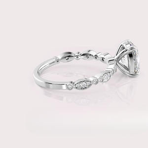 Bague de Mariage en Or Blanc / Rose / Jaune 18 carats avec Diamant Oval Certifié IGI Cultivé en Laboratoire - Product Image 3